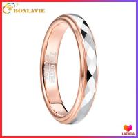 ราคา BONLAVIE 4mm 100 Real Tungsten Carbide Ring Surface Polished Rhombus Shaped Batch Rose Gold Plating Side Step Tungsten Steel Wedding Ring (10610337697)