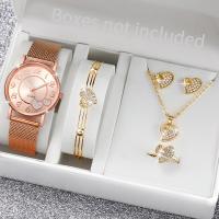 ราคา Fashion Heart Dial Women Quartz Watches Plastic Band Wrist Watch Rhinestone Heart Jewelry Set (21052789937)