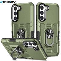 ราคา KEYSION เคสเกราะกันกระแทกสำหรับ Samsung S22 Ultra 5G S22 S21 Plus S20 FE ขาตั้งแหวนโทรศัพท์ฝาหลังสำหรับ Galaxy Note 20 Ultra (16512843218)