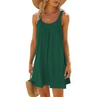 ราคา Summer Beach Dress Women 2023 Sleeveless Round Neck Bohemian Casual Loose Sundress Female Solid Color Dress Holiday Vestidos (19673990635)
