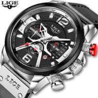ราคา LIGEแท้จริงนาฬิกาผู้ชายหนังกันน้ำนาฬิกาอนาล็อกสไตล์สปอร์ตสำหรับ (6078536677)