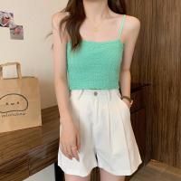 ราคา groove grace เสื้อกล้ามไหมพรมลายดอกคอเหลี่ยมทรงรัดรูปสไตล์เกาหลีแขนกุดสำหรับผู้หญิง รอยย่น เซ็กซี่ 10 สี 32081 (20369621243)