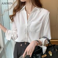 ราคา AMMIN 2021ใหม่แขนยาวผ้าชีฟองสีขาวเสื้อผู้หญิงเสื้อเชิ้ตทำงานสวมใส่เสื้อเข้ากับทุกชุดเสื้อ (6839488056)