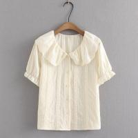 ราคา มีไซส์ใหญ่ Plus Size L 4XL Womens Short Sleeve V neck Summer Blouses Ladies Lace Patchwork Female Tops Office wear A line Blusas (19147417267)