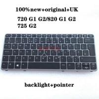 ราคา 100 NEW original laptop keyboard FOR HP EliteBook 820 720 725 G1 G2 Backlight with point silver frame (20335638550)