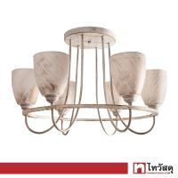 ราคา โคมไฟแขวนเพดานพลาสติก E27x6 LUZINO รุ่น 1842 6C ขนาด 72 x 72 x 48 ซม สีขาว ทอง (16616815732)