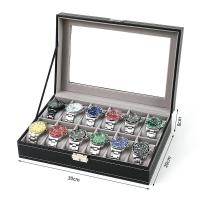 ราคา พร้อมส่ง กล่องนาฬิกา 6 10 12 เรือน กล่องใส่นาฬิกา กล่องเก็บนาฬิกาข้อมือ Watch Box หนังPUสีดำในสีเทา กล่องเก็บนาฬิกาข้อมือ (20707405339)