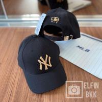 ราคา แท้ MLB Cap NY LA หมวกแก๊ป สีขาว สีดำ โลโก้ทอง ปีกหมวก ขลิบทอง ปัก Yankees (20454664802)