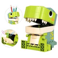 ราคา ไดโนเสาร์ T Rex อาคารบล็อกของเล่นผู้ถือปากกากล่องเก็บเครื่องเขียนออแกไนเซอร์ดินสอถ้วยสำหรับโต๊ะเด็กของเล่นของขวัญ (17054521533)
