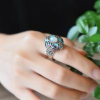 ราคา T B S925 Silver Vintage Court ประณีต Hetian Jade แหวนเก่าเปิดแหวนสตรี (15593661886)