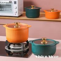 ราคา Visionเซรามิกหรูหราหม้อมีฝาแก้วอุณหภูมิสูงความต้านทานหม้อปรุงอาหารAnti Scaldingหม้อซุปความจุมากหม้อตุ๋นเตาอบปลอดภัย (5622852120)