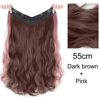 ราคา 55cmV รูปผมหยิกยาวสังเคราะห์ไฮไลท์แขวนหูต่อผมสีชมพูสีเทาสีฟ้าชิ้นเดียวที่มองไม่เห็นต่อผม (15697970719)