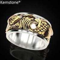 ราคา Kemstoneแฟชั่นซิลเวอร์โกลด์หัวล้านนกอินทรีแหวนเครื่องประดับเย็นของขวัญสำหรับผู้ชาย (3543580582)