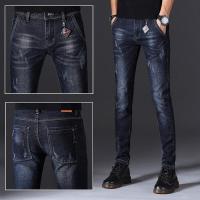 ราคา Men s High Quality Classic Business JeansElastic Washed Denim PantsStraight Slim fit Scratches Decors Fashion Casual Jeans (20442098990)
