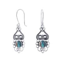 ราคา Silver thai Labradorite dangle earrings antique silver spiral flower ต่างหูลาบราโดไรท์ เกลียวเงินโบราณ ลายดอกไม้ (12238242148)
