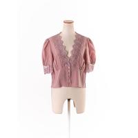 ราคา Zara เสื้อแขนสั้นคอวีแต่งระบาย ผ้าลายลูกไม้กระดุมหน้า ป้ายแบรนด์ระบุไซส์ EUR M Preloved (20614111339)