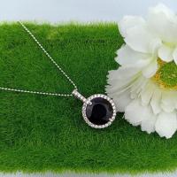 ราคา Silverthai 925 sterling silver Garnet with white cubic zirconia necklace for women beautiful สร้อยคอเงินแท้สีน้ำตาลเข้มเพรชczสร้อยคอ ประดับเพชร ทรงกลม หรูหรา แบบเรียบง่าย สไตล (16150092847)