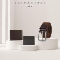 ราคา Giftset Louis Montini ชุดกิฟท์เซต กระเป๋าหนังแท้ เข็มขัดหนังแท้ เหมาะสำหรับของขวัญ กระเป๋าผู้ชาย VTLM (18282253773)