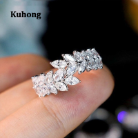 ราคา Kuhong แหวนเพชรสังเคราะห์ลายใบไม้แฟชั่นสำหรับผู้หญิงแหวนเจ้าสาวสำหรับงานแต่งงานงานแต่งงานเลี้ยงอุปกรณ์เสริมใหม่ (17657180031)