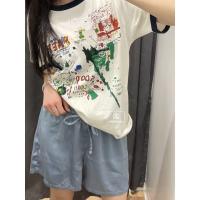 ราคา UNIQLO กางเกงขาสั้นผ้าฝ้ายผู้หญิงบ้านที่ดีที่สุดเวอร์ชั่นคำสำหรับวาดสตริงจีบ23ใหม่456208 Chun Xia (19667040502)