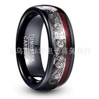 ราคา 8mm แหวนเหล็กทังสเตนผู้ชายแบบเกลียวสีดำแบบกว้าง hot (19636326678)