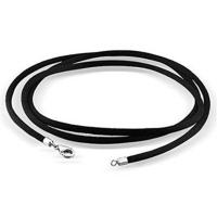 ราคา Honnyzia Shop New Black Silk Cord Chain Necklace With Sterling Silver Clasp (19642703659)