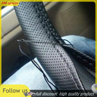 ราคา AM ปลอกหุ้มพวงมาลัยรถยนต์รถบรรทุกพร้อมเข็มและด้ายสีดำแบบ DIY ใหม่ (20803298380)