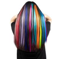 ราคา 13 Pcs Colored Party Highlights Colorful Clip in Hair Extensions 55cm Straight Synthetic Hairpieces (19712117589)