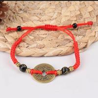ราคา สร้อยข้อมือเหรียญจักรพรรดิ ด้ายแดงร้อยเหรียญนำโชค เครื่องรางจีนนำโชคผ่านพิธีแล้ว (7952506017)