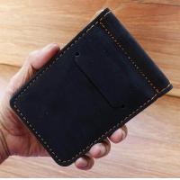 ราคา กระเป๋า money Clip หนังแท้ทำจากหนังวัว 100 ขนาดเหมาะมือ ใช้ง่ายถือสะดวก สี ดำ (533406415)
