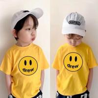 ราคา ยิ้ม เสื้อครอป drew house cotton drew smiley face tide brand childrens short sleeve T shirt 2021 summer new boys and girls foreign fashion printed T shirt (20035965116)
