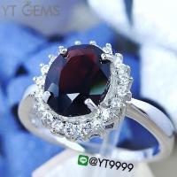 ราคา แหวนโกเมน แหวนเงินแท้ ชุบทองคำขาว พลอยโกเมนแท้ YTG 8588 (17554484003)