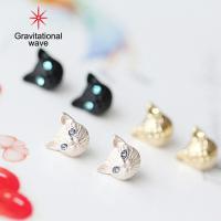ราคา Gravitational Wave ต่างหูฝังพลอยเทียมรูปหัวแมวตุ้มหูสำหรับปาร์ตี้คลับ1คู่ (10477050729)