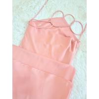 ราคา ส่งต่อ ชุดราตรี ชุดออกงาน สีชมพูอมส้ม ทรงผูกคอ สายพาดด้านหลัง Size S (18025912594)