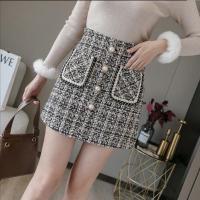 ราคา กระโปรง กระโปรงผ้าทวิต กระโปรงทำงานเอวสูง กระโปรงทวิต กระโปรงสั้นผ้าทวิต แต่งกระดุมมุก (8368820951)