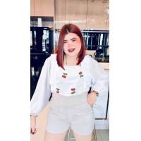 ราคา 1111 R เสื้อสาวอวบโดนัทปักลายเชอร์รี่ แขนยาว (14600236950)