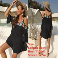 ราคา Black Beach Dress for Women Tunics Crochet Flower Swimsuit Cover Up Solid White Tunic 2022 Summer Beachwear Bikini Pareo Ups (13327912261)