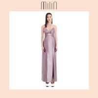 ราคา MILIN Front ring cutout ruched deep v neck high slit maxi dress เดรสยาว แต่งวงแหวน คอวีลึก ดีเทลเว้าเอว จับรูด ผ่าหน้าสูง Gabriella Dress สีแดง สีม่วง Red Purple (8971013325)