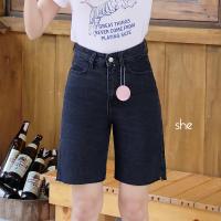 ราคา กางเกงยีนส์เอวสูงขาสามส่วน ดีเทลแหวกปลายขาด้านข้างเล็กๆ (19533981355)