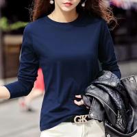 ราคา เสื้อยืดแขนยาวสีพื้นผ้าฝ้ายคอกลมสำหรับผู้หญิง2023สไตล์เกาหลีแบบใหม่เสื้อทรงหลวมเสื้อกระชับสัดส่วน (20742317057)