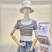 ราคา H H พร้อมส่ง เสื้อไหมพรมแขนสั้น ดีเทลลายทางแขนจั๊มใส่สบาย M2006 C (18703474851)