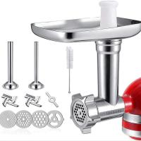 ราคา เครื่องบดอาหารชุดแนบเครื่องบดเนื้อสำหรับ Kitchenaid Mincer 4ชิ้นจานบด2ใบมีดเครื่องอัดไส้กรอก2หลอดแปรงทำความสะอาด (11629726713)