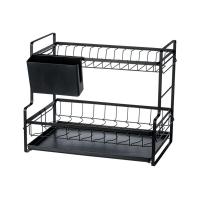 ราคา ที่คว่ำจาน ที่คว่ำชามจาน ชั้นวางจานสแตนเลส 2 ชั้น มีที่ใส่ช้อน ชั้นวางจาน ที่วางจาน ชั้นวางของในครัว วางจานชาม แก้ว ชั้นคว่ำจานชาม Hakah (19805518694)