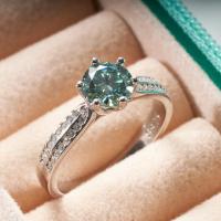 ราคา สี Moissanite แหวนหมั้น1กะรัตสีเขียวเพชรสัญญาแหวนเงินแท้925แต่งงานวงสำหรับผู้หญิง (20457831051)