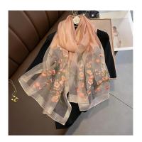 ราคา ผ้าพันคอขนสัตว์ผ้าไหมปักลายดอกพีชทำด้วยมือ Syal Sutra สตรีผ้าคลุมไหล่ที่อบอุ่นผ้าพันคอยาว (21262968948)