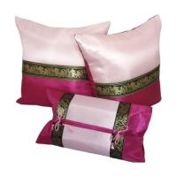 ราคา เฉพาะปลอก ชุดปลอกกล่องทิชชู 1 ชิ้นและปลอกหมอน 2 ชิ้น สไตล์ลายคาดช้างไทย สีชมพู Thai Pillow Cover (15712384330)