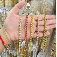 ราคา สร้อยข้อมือ B265 ประดับพลอย ตัดไซส์ฟรี ชุบทอง สร้อยข้อมือพลอย สร้อยข้อมือทับทิม สร้อยข้อมือ ทองไมครอน (18729655803)