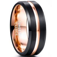 ราคา BONLAVIE 8mm Tungsten Carbide Wedding Band Ring Grooved Black Brushed Finish Comfort Fit Size 7 to 12 (19990005429)