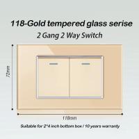 ราคา YSWL Wall Switch Light wall Outlet Socke Gold กระจกนิรภัยแผง1 2 3 4 Gang 1 2 Way Universal us thai ซ็อกเก็ต USB ไฟฟ้าสวิทช์15A 3 6 Pin Plug Power Socket Modern (15785886493)