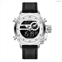 ราคา นาฬิกาผู้ชาย Cross border WWOOR waterproof leather strap male watch quartz fashion sportswear men double electronic 8882 (18964758349)